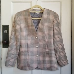 Russ Vintage Plaid Pink & Gray Blazer Size 10